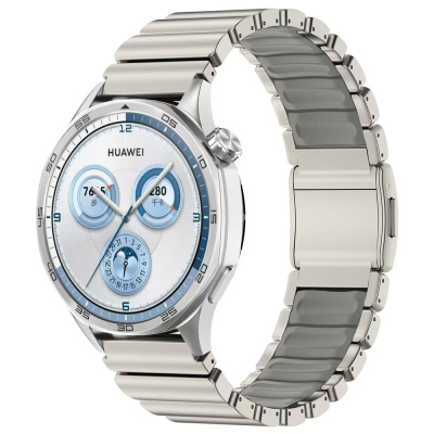 Huawei GT 5 Pro 46mm Zore KRD-151 22mm Metal Silikon Kordon Gümüş-Gri