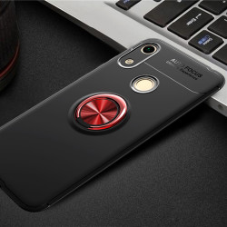 Huawei Honor 8A Kılıf Zore Ravel Silikon Kapak Siyah-Kırmızı