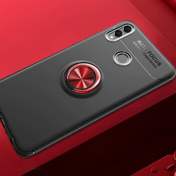 Huawei Honor 8C Kılıf Zore Ravel Silikon Kapak Siyah-Kırmızı