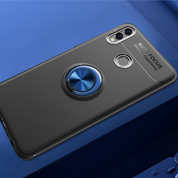 Huawei Honor 8C Kılıf Zore Ravel Silikon Kapak Siyah-Mavi