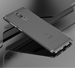 Huawei Mate 10 Lite Kılıf Zore Dört Köşeli Lazer Silikon Kapak Siyah