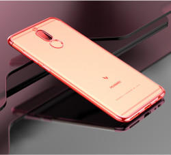 Huawei Mate 10 Lite Kılıf Zore Dört Köşeli Lazer Silikon Kapak Kırmızı