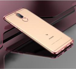 Huawei Mate 10 Lite Kılıf Zore Dört Köşeli Lazer Silikon Kapak Rose Gold