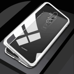 Huawei Mate 20 Lite Kılıf Zore Devrim Mıknatıslı Cam Kapak Gri