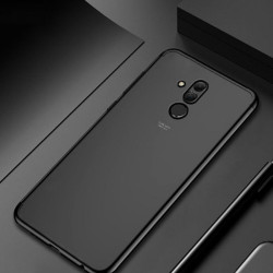 Huawei Mate 20 Lite Kılıf Zore Dört Köşeli Lazer Silikon Kapak Siyah