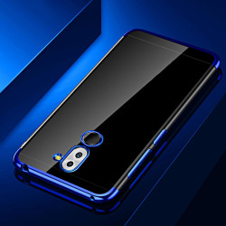 Huawei Mate 20 Lite Kılıf Zore Dört Köşeli Lazer Silikon Kapak Mavi
