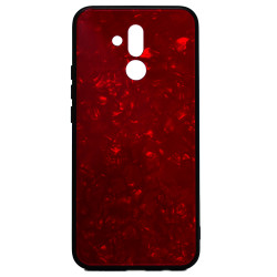 Huawei Mate 20 Lite Kılıf Zore Marbel Cam Silikon Kırmızı