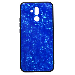 Huawei Mate 20 Lite Kılıf Zore Marbel Cam Silikon Mavi