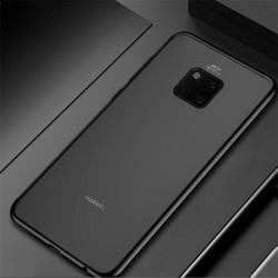 Huawei Mate 20 Pro Kılıf Zore Dört Köşeli Lazer Silikon Kapak Siyah