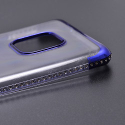 Huawei Mate 20 Pro Kılıf Zore Tek Sıra Taşlı Silikon Mavi
