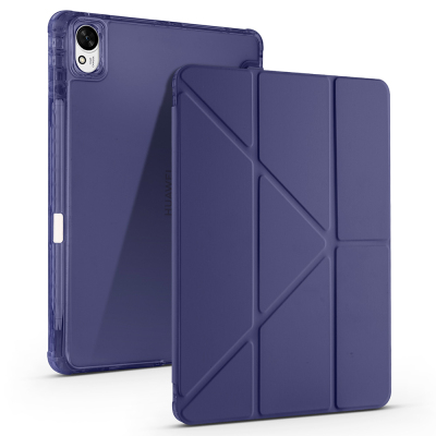 Huawei Matepad 11.5 2025 Case Zore Tri Folding Stand Case with Pen Compartment Navy blue