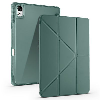 Huawei Matepad 11.5 2025 Case Zore Tri Folding Stand Case with Pen Compartment Dark Green