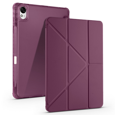 Huawei Matepad 11.5 2025 Kılıf Zore Tri Folding Kalem Bölmeli Standlı Kılıf Koyu Mor