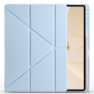 Huawei Matepad 12X Kılıf Zore Tri Folding Kalem Bölmeli Standlı Kılıf Mavi