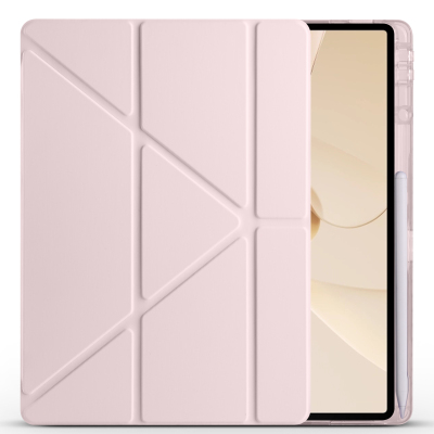 Huawei Matepad 12X Kılıf Zore Tri Folding Kalem Bölmeli Standlı Kılıf Rose Gold
