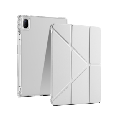 Huawei Matepad SE 11 Case Zore Tri Folding Stand Case with Pen Compartment Grey