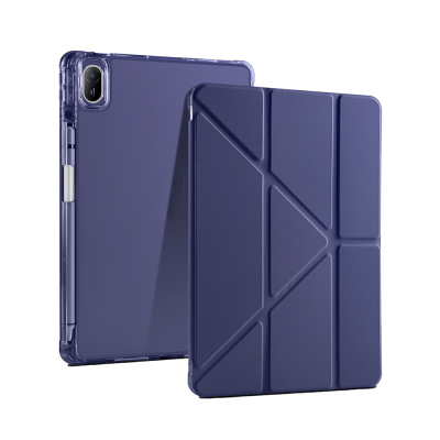 Huawei Matepad SE 11 Case Zore Tri Folding Stand Case with Pen Compartment Navy blue