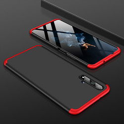 Huawei Nova 5T Kılıf Zore Ays Kapak Siyah-Kırmızı
