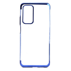 Huawei P Smart 2021 Case Zore Dört Köşeli Lazer Silicon Cover Blue