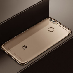 Huawei P Smart Kılıf Zore Dört Köşeli Lazer Silikon Kapak Gold