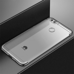 Huawei P Smart Kılıf Zore Dört Köşeli Lazer Silikon Kapak Gümüş