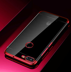Huawei P Smart Kılıf Zore Dört Köşeli Lazer Silikon Kapak Kırmızı