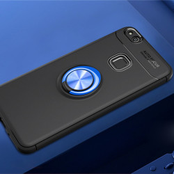 Huawei P10 Lite Kılıf Zore Ravel Silikon Kapak Siyah-Mavi