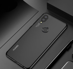 Huawei P20 Lite Kılıf Zore Dört Köşeli Lazer Silikon Kapak Siyah