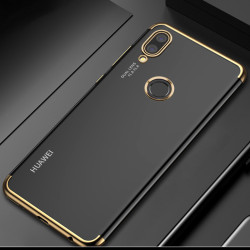 Huawei P20 Lite Kılıf Zore Dört Köşeli Lazer Silikon Kapak Gold