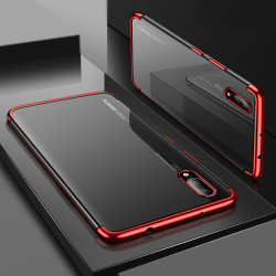 Huawei P20 Lite Kılıf Zore Dört Köşeli Lazer Silikon Kapak Kırmızı