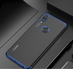 Huawei P20 Lite Kılıf Zore Dört Köşeli Lazer Silikon Kapak Mavi