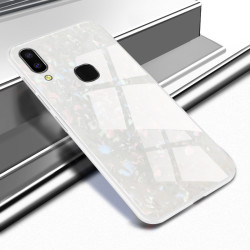 Huawei P20 Lite Kılıf Zore Marbel Cam Silikon Beyaz