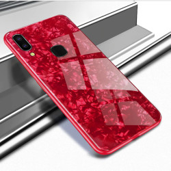 Huawei P20 Lite Kılıf Zore Marbel Cam Silikon Kırmızı
