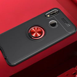 Huawei P20 Lite Kılıf Zore Ravel Silikon Kapak Siyah-Kırmızı