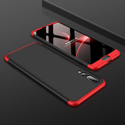 Huawei P20 Pro Kılıf Zore Ays Kapak Siyah-Kırmızı