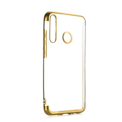 Huawei P40 Lite E Case Zore Dört Köşeli Lazer Silicon Cover Gold