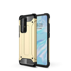 Huawei P40 Pro Case Zore Crash Silicon Cover Gold