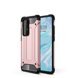 Huawei P40 Pro Case Zore Crash Silicon Cover Rose Gold