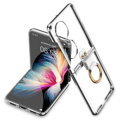 Huawei P50 Pocket Case Zore Ringed Kıpta Cover Silver