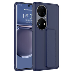 Huawei P50 Pro Case Zore Qstand Cover Navy blue