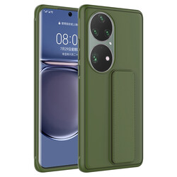 Huawei P50 Pro Kılıf Zore Qstand Kapak Koyu Yeşil