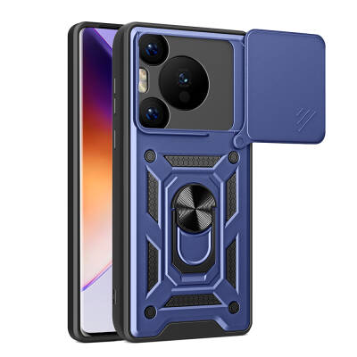 Huawei Pura 70 Pro 5G Case with Magnetic Stand Camera Protection Zore Sliding Vega Cover Blue