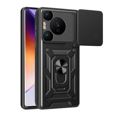 Huawei Pura 70 Pro 5G Case with Magnetic Stand Camera Protection Zore Sliding Vega Cover Black