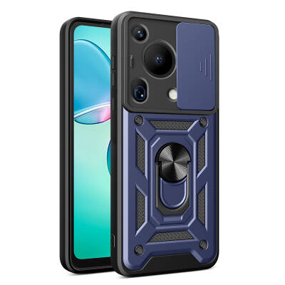 Huawei Pura 70 Ultra Case with Magnetic Stand Camera Protection Zore Sliding Vega Cover Blue