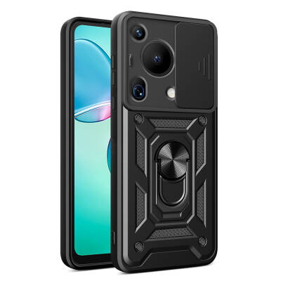 Huawei Pura 70 Ultra Case with Magnetic Stand Camera Protection Zore Sliding Vega Cover Black