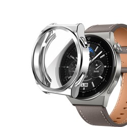 Huawei Watch GT 3 Pro 43mm Zore Watch Gard 02 Koruyucu Silikon Gümüş