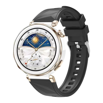 Huawei Watch GT 5 Pro 42mm Zore KRD-129 Silikon Kordon Strap Kayış Siyah