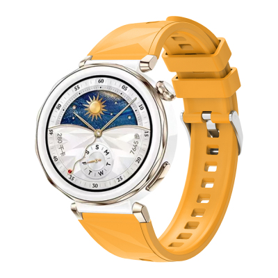 Huawei Watch GT 5 Pro 42mm Zore KRD-129 Silikon Kordon Strap Kayış Sarı