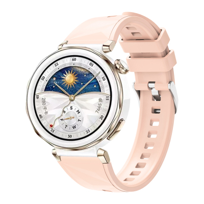 Huawei Watch GT 5 Pro 42mm Zore KRD-129 Silikon Kordon Strap Kayış Pembe