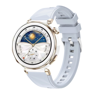Huawei Watch GT 5 Pro 42mm Zore KRD-129 Silikon Kordon Strap Kayış Buz Mavisi